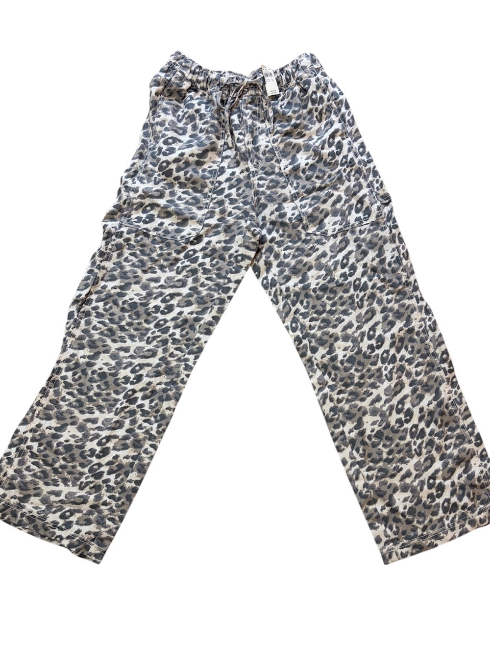 aerie Wide-Leg Leopard Print Pants in Gray and Cream